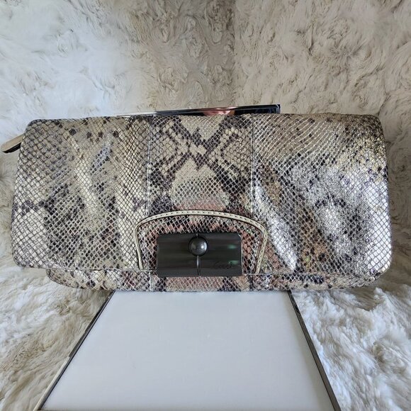 NWOT Coach Limited Edition Metallic Snakeskin Clutch Y2K - Picture 1 of 16
